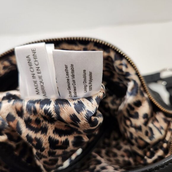 Danier Black Leather Purse w/ Leopard Print Interior - Picture 10 of 11